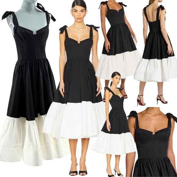 🆕 BRONX & BANCO 🧿 NWOT Catalina Two-Tone Sweetheart Midi Dress, Sz XS US 2 - Picture 1 of 17